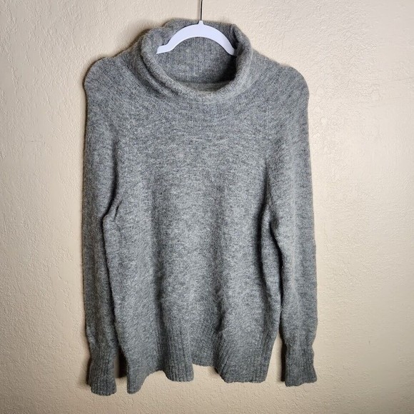 Babaton Sweater Women Medium Gray Turtleneck Stretch Oversized Alpaca Wool Blend - Picture 1 of 7